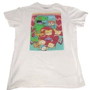 Nickelodeon Rugrats White Graphic T-Shirt Featuring 2021 Viacom Design M 100% Co